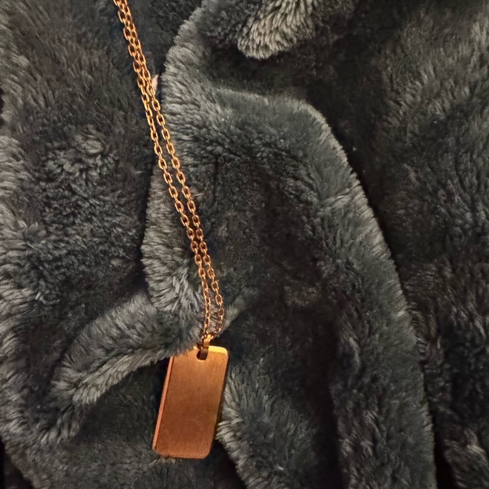 Gold Plated Dog Tag Pendant Necklace
